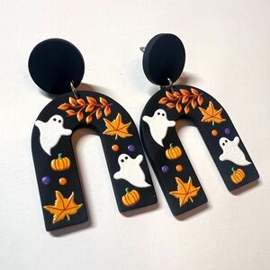 NEW Handmade Spooky Ghost Fall Vibes Polymer Clay Earrings